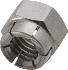 Flex-Loc - 3/8-16 UNC 18-8 Hex Lock Nut with Expanding Flex Top - Uncoated, Meets Military Specifications - Exact Industrial Supply