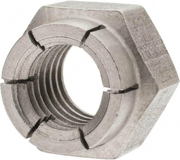 Flex-Loc - 1/2-13 UNC 18-8 Hex Lock Nut with Expanding Flex Top - Uncoated, Meets Military Specifications - Exact Industrial Supply