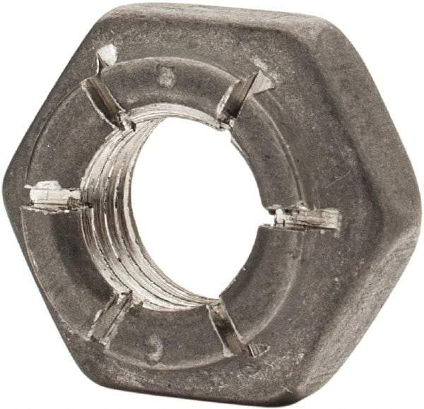 Flex-Loc - 1/4-28 UNJF 18-8 Hex Lock Nut with Expanding Flex Top - 7/32" High, Uncoated, Meets Military Specifications - Exact Industrial Supply