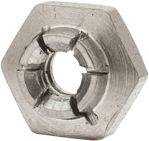 Flex-Loc - #6-32 UNJC 18-8 Hex Lock Nut with Expanding Flex Top - 5/16" Width Across Flats, 9/64" High, Uncoated, Meets Military Specifications - Exact Industrial Supply