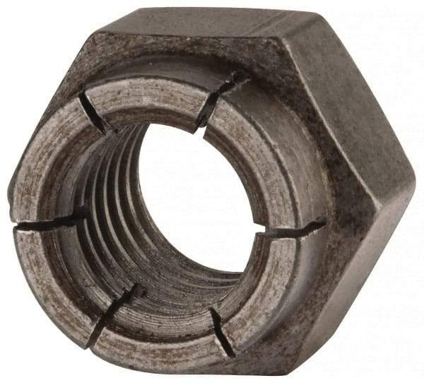 Flex-Loc - 1/2-13 UNC Grade 2 Hex Lock Nut with Expanding Flex Top - 3/4" Width Across Flats, 39/64" High, Uncoated - Exact Industrial Supply