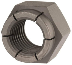 Flex-Loc - 1-8 UNC Grade 2 Hex Lock Nut with Expanding Flex Top - 1-7/16" Width Across Flats, Uncoated, Meets Military Specifications - Exact Industrial Supply