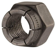 Flex-Loc - 3/8-24 UNJF Grade 2 Hex Lock Nut with Expanding Flex Top - Uncoated, Meets Military Specifications - Exact Industrial Supply