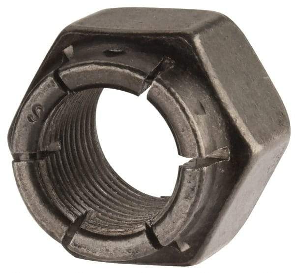 Flex-Loc - 5/8-18 UNJF Grade 2 Hex Lock Nut with Expanding Flex Top - 15/16" Width Across Flats, Uncoated, Meets Military Specifications - Exact Industrial Supply
