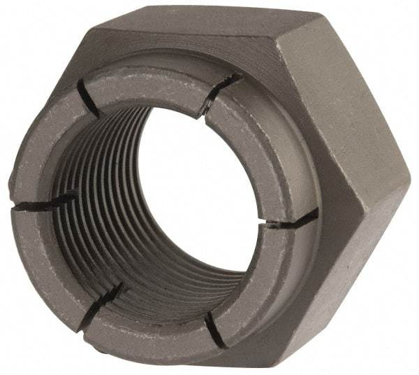 Flex-Loc - 1-12 UNJF Grade 2 Hex Lock Nut with Expanding Flex Top - 1-7/16" Width Across Flats, Uncoated, Meets Military Specifications - Exact Industrial Supply