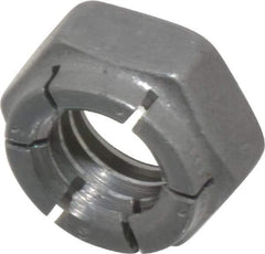 Flex-Loc - 3/8-16 UNC Grade 2 Hex Lock Nut with Expanding Flex Top - 9/32" High, Uncoated, Meets Military Specifications - Exact Industrial Supply