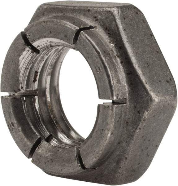 Flex-Loc - 1/2-13 UNC Grade 2 Hex Lock Nut with Expanding Flex Top - 21/64" High, Uncoated, Meets Military Specifications - Exact Industrial Supply