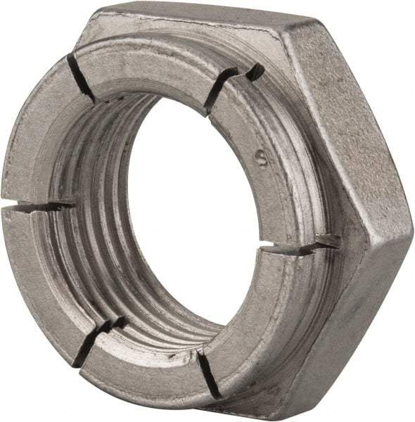 Flex-Loc - 1-12 UNJF Grade 2 Hex Lock Nut with Expanding Flex Top - 1-7/16" Width Across Flats, Uncoated, Meets Military Specifications - Exact Industrial Supply