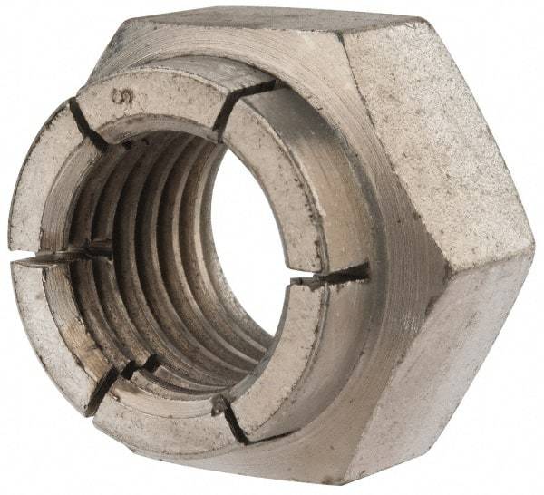Flex-Loc - 7/8-9 UNC Grade 2 Heavy Hex Lock Nut with Expanding Flex Top - Cadmium-Plated Finish, Meets Military Specifications - Exact Industrial Supply