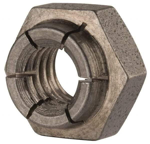 Flex-Loc - 5/16-18 UNC 18-8 Heavy Hex Lock Nut with Expanding Flex Top - Uncoated, Meets Military Specifications - Exact Industrial Supply