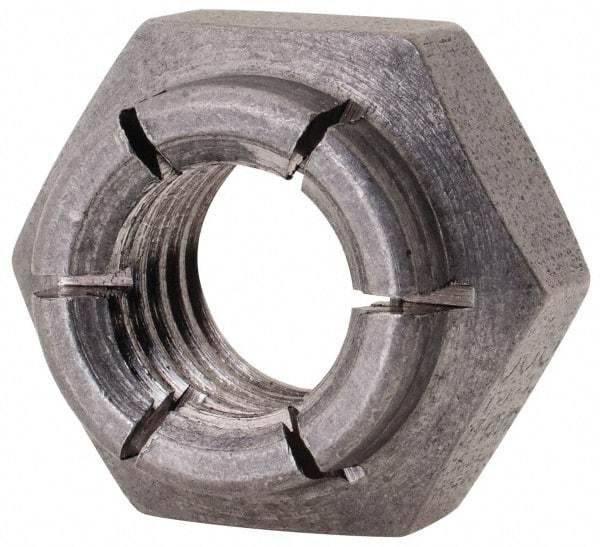 Flex-Loc - 3/8-16 UNC 18-8 Heavy Hex Lock Nut with Expanding Flex Top - Uncoated, Meets Military Specifications - Exact Industrial Supply