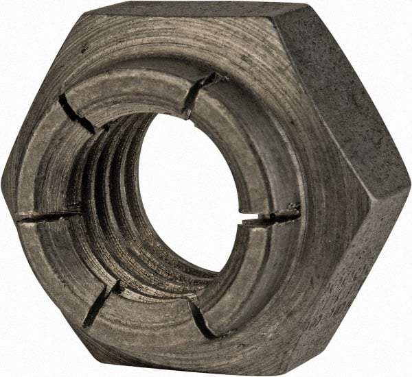 Flex-Loc - 1/2-13 UNC 18-8 Heavy Hex Lock Nut with Expanding Flex Top - Uncoated, Meets Military Specifications - Exact Industrial Supply
