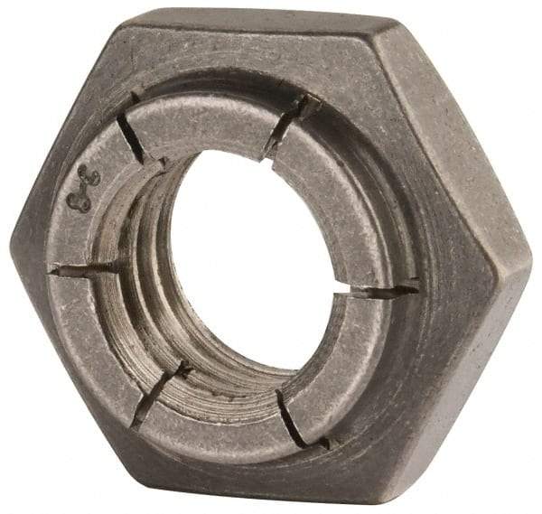 Flex-Loc - 1/2-13 UNC 18-8 Heavy Hex Lock Nut with Expanding Flex Top - Uncoated, Meets Military Specifications - Exact Industrial Supply