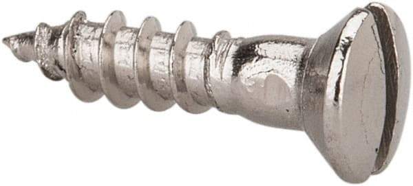 Value Collection - #4, 1/2" Length Under Head, Slotted Drive, Oval Head Wood Screw - Stainless Steel, Grade 18-8 - Exact Industrial Supply