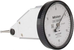 Mitutoyo - 0.03 Inch Range, 0.0005 Inch Dial Graduation, Vertical Dial Test Indicator - 1.5748 Inch White Dial, 0-15-0 Dial Reading, Accurate to 0.0005 Inch - Exact Industrial Supply