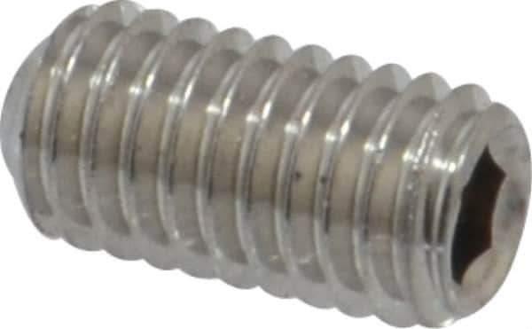 Value Collection - #10-32 UNF, 3/8" OAL, Cup Point Set Screw - Grade 316 Stainless Steel, 3/32" Key - Exact Industrial Supply