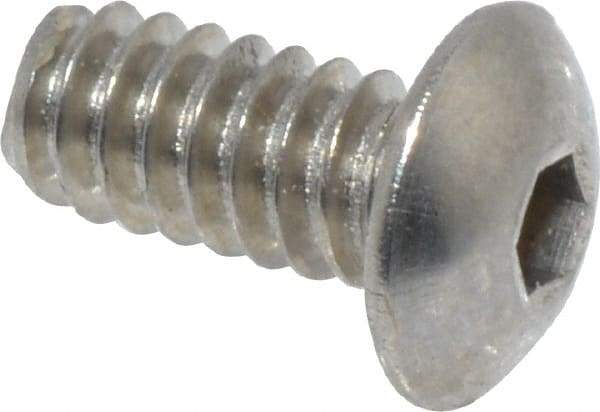 Value Collection - #4-40 UNC Hex Socket Drive, Button Screw - Grade 18-8 Stainless Steel, Uncoated, Fully Threaded, 1/4" Length Under Head - Exact Industrial Supply