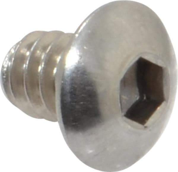 Value Collection - #10-24 UNC Hex Socket Drive, Button Screw - Grade 18-8 Stainless Steel, Uncoated, Fully Threaded, 1/4" Length Under Head - Exact Industrial Supply