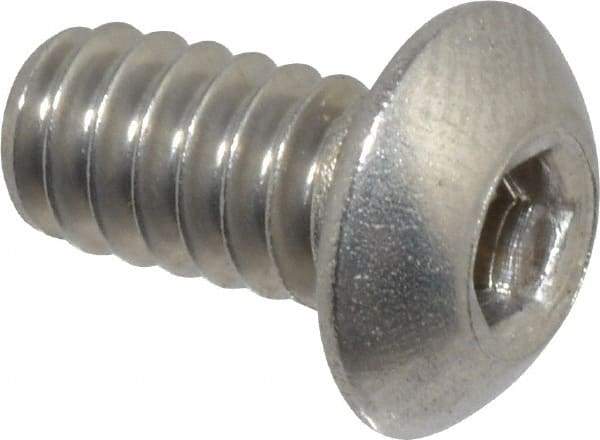 Value Collection - #10-24 UNC Hex Socket Drive, Button Screw - Grade 18-8 Stainless Steel, Uncoated, Fully Threaded, 3/8" Length Under Head - Exact Industrial Supply