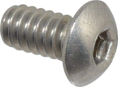 Value Collection - #10-24 UNC Hex Socket Drive, Button Screw - Grade 18-8 Stainless Steel, Uncoated, Fully Threaded, 3/8" Length Under Head - Exact Industrial Supply
