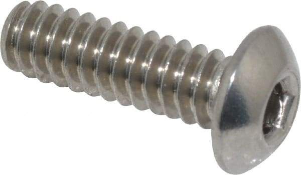 Value Collection - #10-24 UNC Hex Socket Drive, Button Screw - Grade 18-8 Stainless Steel, Uncoated, Fully Threaded, 5/8" Length Under Head - Exact Industrial Supply