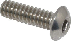 Value Collection - #10-24 UNC Hex Socket Drive, Button Screw - Grade 18-8 Stainless Steel, Uncoated, Fully Threaded, 5/8" Length Under Head - Exact Industrial Supply