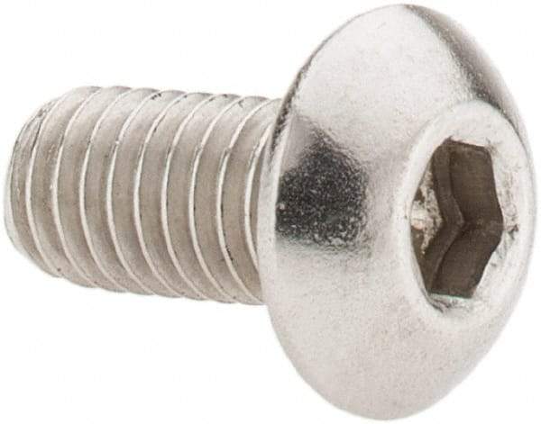 Value Collection - #10-32 UNF Hex Socket Drive, Button Screw - Grade 18-8 Stainless Steel, Uncoated, Fully Threaded, 3/8" Length Under Head - Exact Industrial Supply