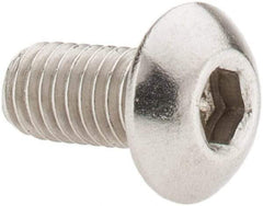 Value Collection - #10-32 UNF Hex Socket Drive, Button Screw - Grade 18-8 Stainless Steel, Uncoated, Fully Threaded, 3/8" Length Under Head - Exact Industrial Supply