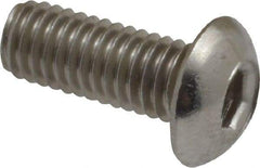Value Collection - #10-32 UNF Hex Socket Drive, Button Screw - Grade 18-8 Stainless Steel, Uncoated, Fully Threaded, 1/2" Length Under Head - Exact Industrial Supply
