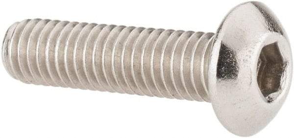Value Collection - #10-32 UNF Hex Socket Drive, Button Screw - Grade 18-8 Stainless Steel, Uncoated, Fully Threaded, 3/4" Length Under Head - Exact Industrial Supply