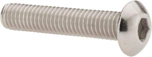 Value Collection - #10-32 UNF Hex Socket Drive, Button Screw - Grade 18-8 Stainless Steel, Uncoated, Fully Threaded, 1" Length Under Head - Exact Industrial Supply