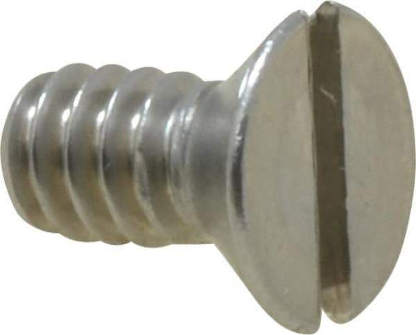 Value Collection - #10-24 UNC, 3/8" OAL Slotted Drive Machine Screw - Flat Head, Grade 18-8 Stainless Steel, Uncoated, Without Washer - Exact Industrial Supply