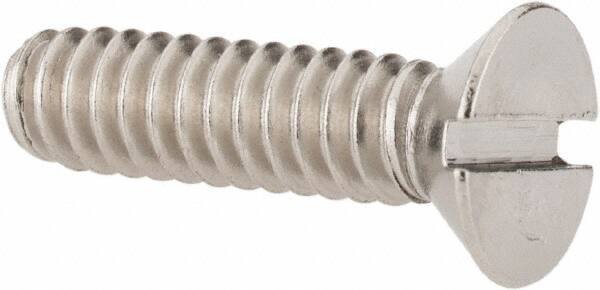 Value Collection - #10-24 UNC, 3/4" OAL Slotted Drive Machine Screw - Flat Head, Grade 18-8 Stainless Steel, Uncoated, Without Washer - Exact Industrial Supply