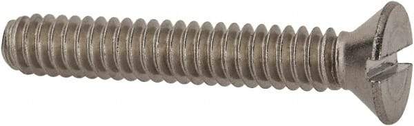 Value Collection - #10-24 UNC, 1-1/4" OAL Slotted Drive Machine Screw - Flat Head, Grade 18-8 Stainless Steel, Uncoated, Without Washer - Exact Industrial Supply