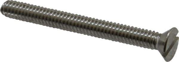 Value Collection - #10-24 UNC, 1-1/2" OAL Slotted Drive Machine Screw - Flat Head, Grade 18-8 Stainless Steel, Uncoated, Without Washer - Exact Industrial Supply