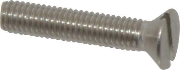 Value Collection - #10-32 UNF, 1" OAL Slotted Drive Machine Screw - Flat Head, Grade 18-8 Stainless Steel, Uncoated, Without Washer - Exact Industrial Supply