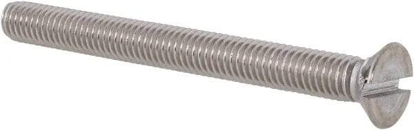 Value Collection - #10-32 UNF, 2" OAL Slotted Drive Machine Screw - Flat Head, Grade 18-8 Stainless Steel, Uncoated, Without Washer - Exact Industrial Supply