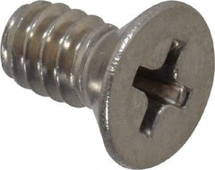 Value Collection - #10-24 UNC, 3/8" OAL Phillips Drive Machine Screw - Flat Head, Grade 18-8 Stainless Steel, Uncoated, Without Washer - Exact Industrial Supply