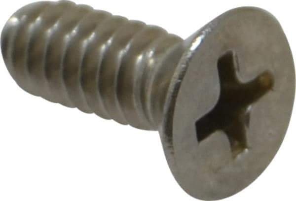 Value Collection - #10-24 UNC, 1/2" OAL Phillips Drive Machine Screw - Flat Head, Grade 18-8 Stainless Steel, Uncoated, Without Washer - Exact Industrial Supply