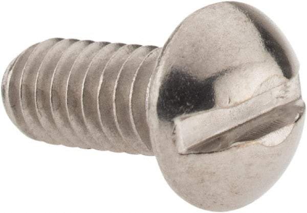 Value Collection - #12-24 UNC, 1/2" Length Under Head Slotted Drive Machine Screw - Round Head, Grade 18-8 Stainless Steel, Uncoated, Without Washer - Exact Industrial Supply
