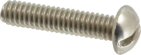 Value Collection - #12-24 UNC, 1" Length Under Head Slotted Drive Machine Screw - Round Head, Grade 18-8 Stainless Steel, Uncoated, Without Washer - Exact Industrial Supply