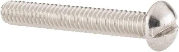 Value Collection - #12-24 UNC, 1-1/2" Length Under Head Slotted Drive Machine Screw - Round Head, Grade 18-8 Stainless Steel, Uncoated, Without Washer - Exact Industrial Supply