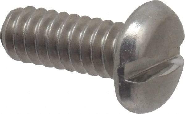 Value Collection - #10-24 UNC, 1/2" Length Under Head Slotted Drive Machine Screw - Pan Head, Grade 18-8 Stainless Steel, Uncoated, Without Washer - Exact Industrial Supply