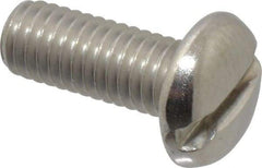 Value Collection - #10-32 UNF, 1/2" Length Under Head Slotted Drive Machine Screw - Pan Head, Grade 18-8 Stainless Steel, Uncoated, Without Washer - Exact Industrial Supply