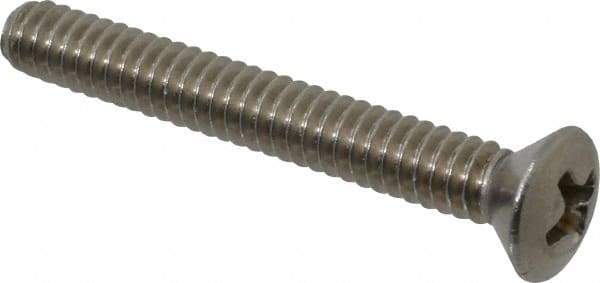 Value Collection - #10-24 UNC, 1-1/2" OAL Phillips Drive Machine Screw - Oval Head, Grade 18-8 Stainless Steel, Uncoated, Without Washer - Exact Industrial Supply