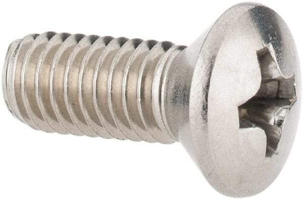 Value Collection - #10-32 UNF, 1/2" OAL Phillips Drive Machine Screw - Oval Head, Grade 18-8 Stainless Steel, Uncoated, Without Washer - Exact Industrial Supply
