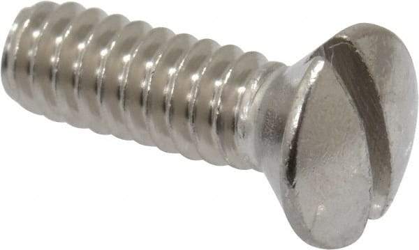 Value Collection - #10-24 UNC, 5/8" OAL Slotted Drive Machine Screw - Oval Head, Grade 18-8 Stainless Steel, Uncoated, Without Washer - Exact Industrial Supply