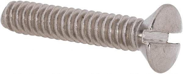 Value Collection - #10-24 UNC, 1" OAL Slotted Drive Machine Screw - Oval Head, Grade 18-8 Stainless Steel, Uncoated, Without Washer - Exact Industrial Supply