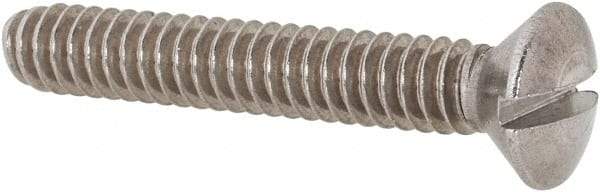 Value Collection - #10-24 UNC, 1-1/4" OAL Slotted Drive Machine Screw - Oval Head, Grade 18-8 Stainless Steel, Uncoated, Without Washer - Exact Industrial Supply