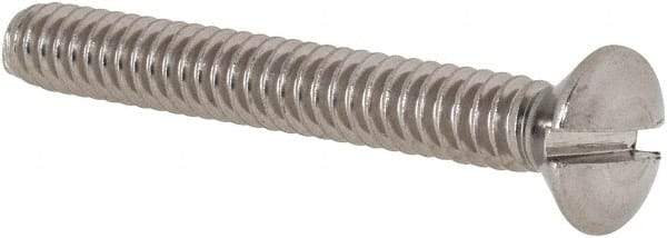 Value Collection - #10-24 UNC, 1-1/2" OAL Slotted Drive Machine Screw - Oval Head, Grade 18-8 Stainless Steel, Uncoated, Without Washer - Exact Industrial Supply